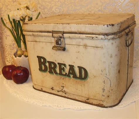 metal antique metal bread box|old fashioned metal bread bin.